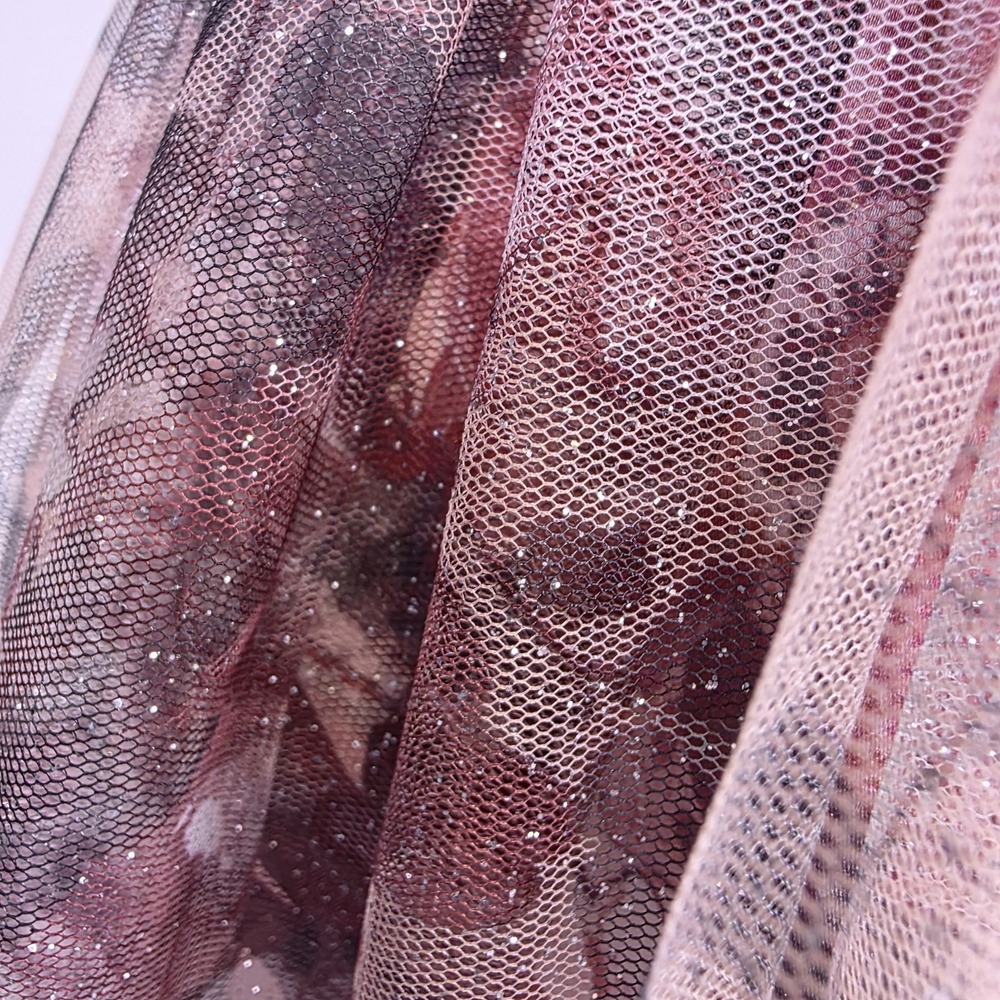NEW City Vibe Maxi Dress 11 Pink Floral Halter Plunge Neck Glitter Sparkle Tulle - Picture 3 of 11